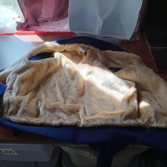 Montgomery Ward sweater coat women's size medium blue tan lined - Picture 5 of 12